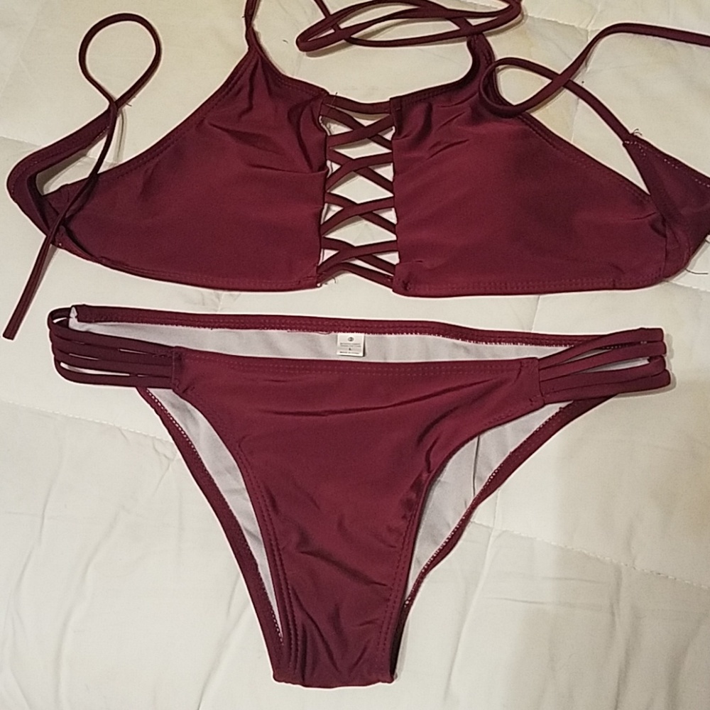 Burgundy bikini swim suit. Never worn